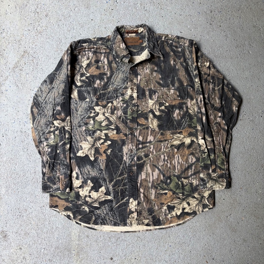 Browning Super Naturals Mens Large Camo Flannel Shirt Break-Up Cotton Hunting